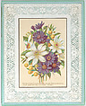 Valentine, Anonymous, White card stock with chromolithography, gold lithography, openwork lace paper, pink tissue, pale blue paper, green watercolor