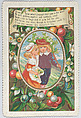 Valentine, Kate Greenaway British, White card cameo-embossed, scalloped border, with chromolithography, gold lithography