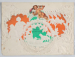 Valentine, Anonymous, Open work, cameo embossed lace paper, colored paper