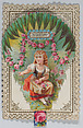 Valentine - Mechanical, layers of roses, Anonymous, British, 19th century British, Heavy card-stock, die-cut scraps, chromolithography, gilding, blue silk ribbon, white silk ribbon, tiny paper lace round doily