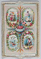 Valentine - Mechanical, four ovals, flaps, images, Anonymous, German, 19th century  German, Heavy card-stock, die-cut scraps, chromolithography, gilding, ink