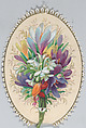 Valentine - Mechanical bouquet,crocus, Anonymous, British, 19th century  British, Heavy card-stock,  chromolithography with gilding,  die-cut chromolithigraphed scraps, silk ribbon