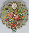 Valentine - Mechanical - Round Birthday bouquet, Anonymous, British or American, 19th century British or American, Heavy die-cut card stock, chromolithography, celluloid grommet