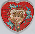 Valentine - Mechanical - Heart opens to reveal Cupid, Anonymous, British or American, 19th century  British or American, Heavy die-cut card stock, chromolithography, brass grommet