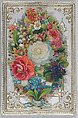 Valentine - Mechanical, flowers with hidden messages, sachet, Anonymous, British, 19th century, Gilded, embossed envelope, die cut scraps, chromolithography, silk ribbon for tabs, silk fabric, sachet and contents