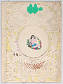 Valentine, Anonymous, Cameo-embossed, open-work lace paper, colored paper,  ink