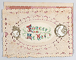 Valentine, Anonymous, Cameo-embossed, open-work lace paper, colored paper,  ink
