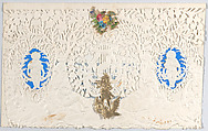 Valentine, Anonymous, Cameo-embossed, open-work lace paper, colored paper,  die-cut scraps, ink