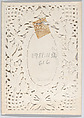 Valentine, Anonymous, Cameo-embossed, open-work lace paper, lithography, watercolor