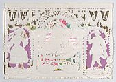 Valentine, Anonymous, Cameo-embossed  open-work lace paper, colored paper, chromolithography, ink