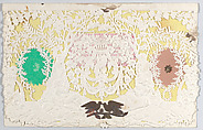 Valentine, Anonymous, Cameo-embossed  open-work lace paper, colored paper, gilt scraps, printed motto