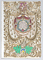 Valentine, Anonymous, Cameo-embossed, open-work lace paper, chromolithography, colored paper, ink