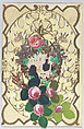 Valentine, Anonymous, Cameo-embossed flowers, open-work, gilded yellow-colored lace paper and white lace paper, chromolithography, die-cut golden and silver Dresden scraps,  silver paper