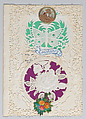 Valentine, Anonymous, Cameo-embossed, open-work lace paper, chromolithography, colored paper, cork