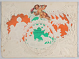 Valentine, Anonymous, Open work, cameo embossed lace paper, colored paper