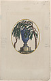 Weeping willow and urn with hidden silhouettes of the French royal family, Anonymous, Hand-colored etching