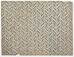 Sheet with overall red and green vine and dot pattern, Adriaan Rogge Dutch, Relief print (wood or metal)