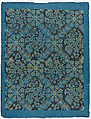 Sheet with overall floral pattern on blue background, Anonymous , Italian, late 18th-mid 19th century, Relief print (wood or metal)