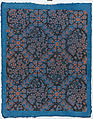 Sheet with overall floral pattern on blue background, Anonymous , Italian, late 18th-mid 19th century, Relief print (wood or metal)