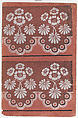 Red sheet with two borders with a white floral pattern atop a black lace pattern, Anonymous , Italian, late 18th-mid 19th century, Relief print (wood or metal)
