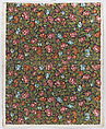 Sheet with overall floral pattern on a dark background, Anonymous , Italian, late 18th-mid 19th century, Relief print (wood or metal)