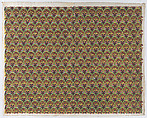 Sheet with overall fan design in yellow, green, and red, Anonymous , Italian, late 18th-mid 19th century, Relief print (wood or metal)