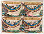 Sheet with two borders with drapery and floral designs, Anonymous , Italian, late 18th-mid 19th century, Relief print (wood or metal)