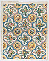 Sheet with pattern of bouquets and lion heads, Anonymous , Italian, late 18th-mid 19th century, Relief print (wood or metal)