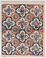 Sheet with pattern of bouquets and lion heads, Anonymous , Italian, late 18th-mid 19th century, Relief print (wood or metal)