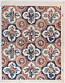 Sheet with pattern of bouquets and lion heads, Anonymous , Italian, late 18th-mid 19th century, Relief print (wood or metal)
