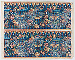 Sheet with two borders with lace atop floral wreaths and butterflies, Anonymous , Italian, late 18th-mid 19th century, Relief print (wood or metal)
