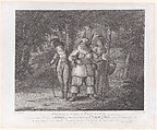 Rosalind, Celia & Touchstone (Shakespeare, As You Like It, Act 2, Scene 2), John Chapman British, Stipple engraving and etching