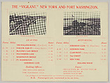 Fare and Time Table for the Vigilant Road Coach - New York and Fort Washington, Monday May 29-July 1, 1905, Brewster & Co. (American, New York), Red ink