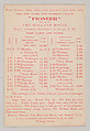 Fare and Time Table for the Pioneer Road Coach - The Holland House to the Ardsley Club, April 18-June 4, 1904, Brewster & Co. (American, New York), Red ink