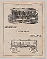 Advertisement for Street Car and Omnibus made by John Stephenson of New York, John Durand III (American, ca. 1824-ca. 1910), Wood engraving