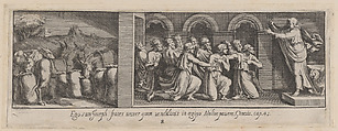 Plate 7: Joseph Making Himself Known to his Brothers, from Genesis 45, after a lost fresco in the basamento of Bay 7 of the Vatican Loggia, Pietro Santi Bartoli  Italian, Etching