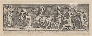 Plate 8: Israelites Collecting Manna, from Exodus 15 and 16, after a lost fresco in the basamento of Bay 8 of the Vatican Loggia, Pietro Santi Bartoli  Italian, Etching