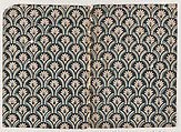 Decorative Paper with an Overall Scallop and Palmette Pattern in Black and Blue, Anonymous, French , late 18th or early 19th century French, Relief print (wood or metal)