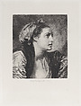 Head of a Woman, after Greuze, from "Etchings of Pictures in the Metropolitan Museum New York", Jules-Ferdinand Jacquemart French, Etching; third state of four (Gonse)