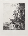 Rest, a Landscape with Figures and Cattle, after Nicolaes Berchem, from "Etchings of Pictures in the Metropolitan Museum New York", Jules-Ferdinand Jacquemart French, Etching; third state of three (Gonse)