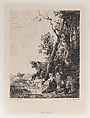 Rest, a Landscape with Figures and Cattle, after Nicolaes Berchem, Jules-Ferdinand Jacquemart  French, Etching on chine collé