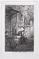 Ferme au puits, Charles Jacque (French, Paris 1813–1894 Paris), Etching; third state of eight