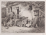In Front of the House, Charles Jacque French, Etching