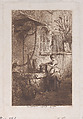 Woman at a Well, Charles Jacque French, Etching