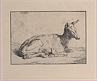 A Doe, after Barye, Charles Jacque French, Etching
