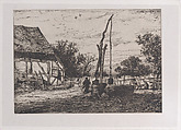 Landscape with Well, Charles Jacque French, Etching