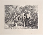 First Riding Lesson, Charles Jacque  French, Etching