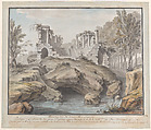 Design for a Naumachia, in the gardens at Chateau d'Enghien, Belgium, Charles de Wailly French, Watercolor over charcoal underdrawing