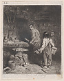 The Little Blacksmith, Charles Jacque French, Dry Point, fourth state of four (Guiffrey)