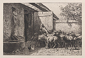Sheep's Pen, Charles Jacque French, Etching